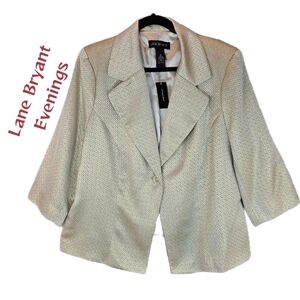 Lane Bryant Womens Evening Cocktail Blazer Sz 22 Gold Metallic Shimmer Chic